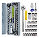 Mini Motosierra Portátil Profesional + 1 Baterías Recargables + Maletín con Juego de Rache 40pcs