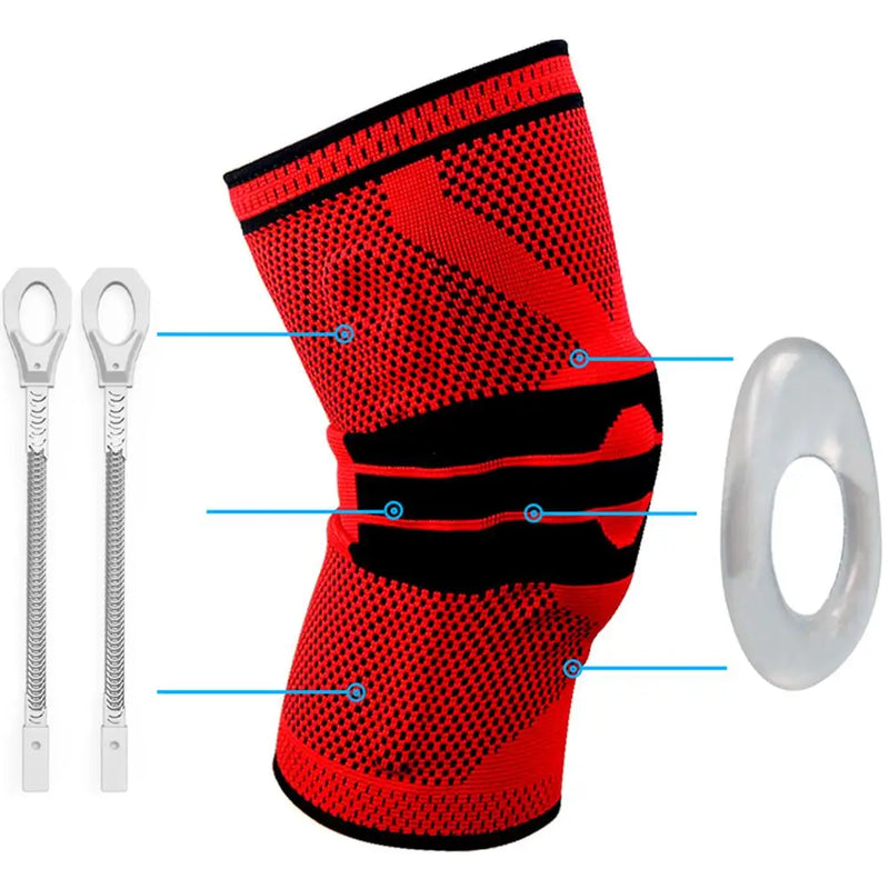 Knee Brace Knee Support Compression Sleeve with Side Stabilizers & Silicone Patella Gel Pad for Meniscus Tear Arthritis Jogging